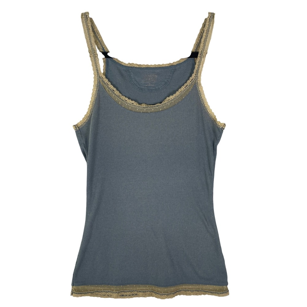 Converse One Star Cami Tank Top Womens‎ XS Blue Grey Very Good Y2K Lace Ribbed